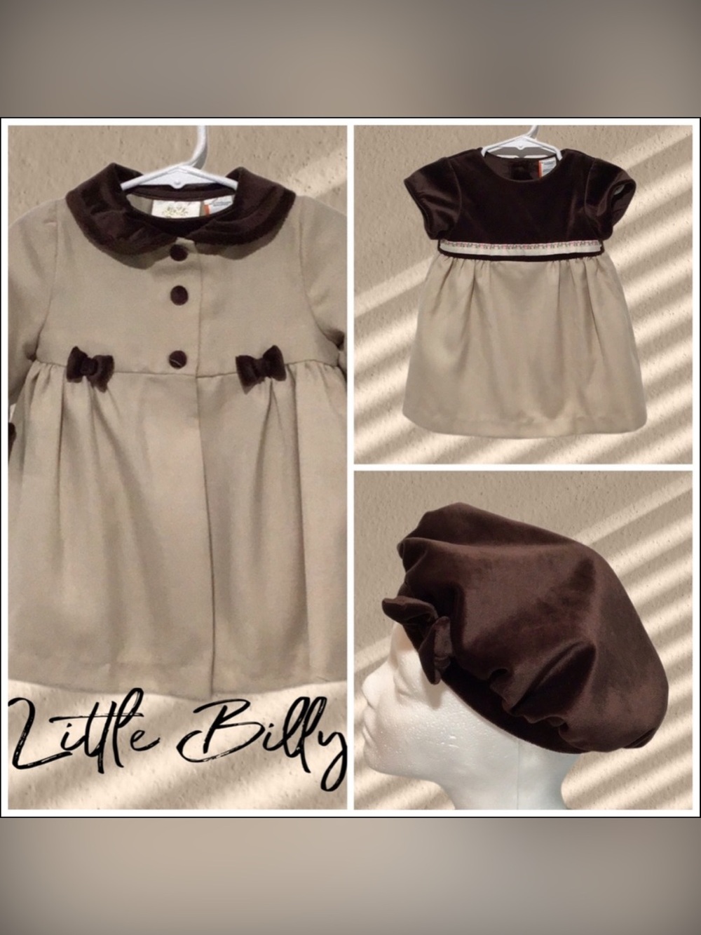 LiITTLE BILLY Three Piece Set of a Coat Dress Hat Size 12 Months NEW